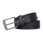 Premium Horizontal Line Black Genuine Leather Belt