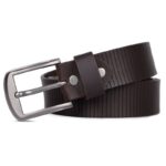 Premium Vertical Lines Brown Genuine Leather Belt