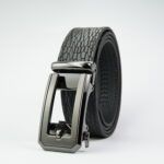 Black Python Pattern Genuine Leather Belt