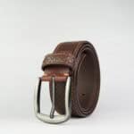 Copper Grid Brown Genuine Leather Belt