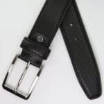 Copper Grid Black Genuine Leather Belt