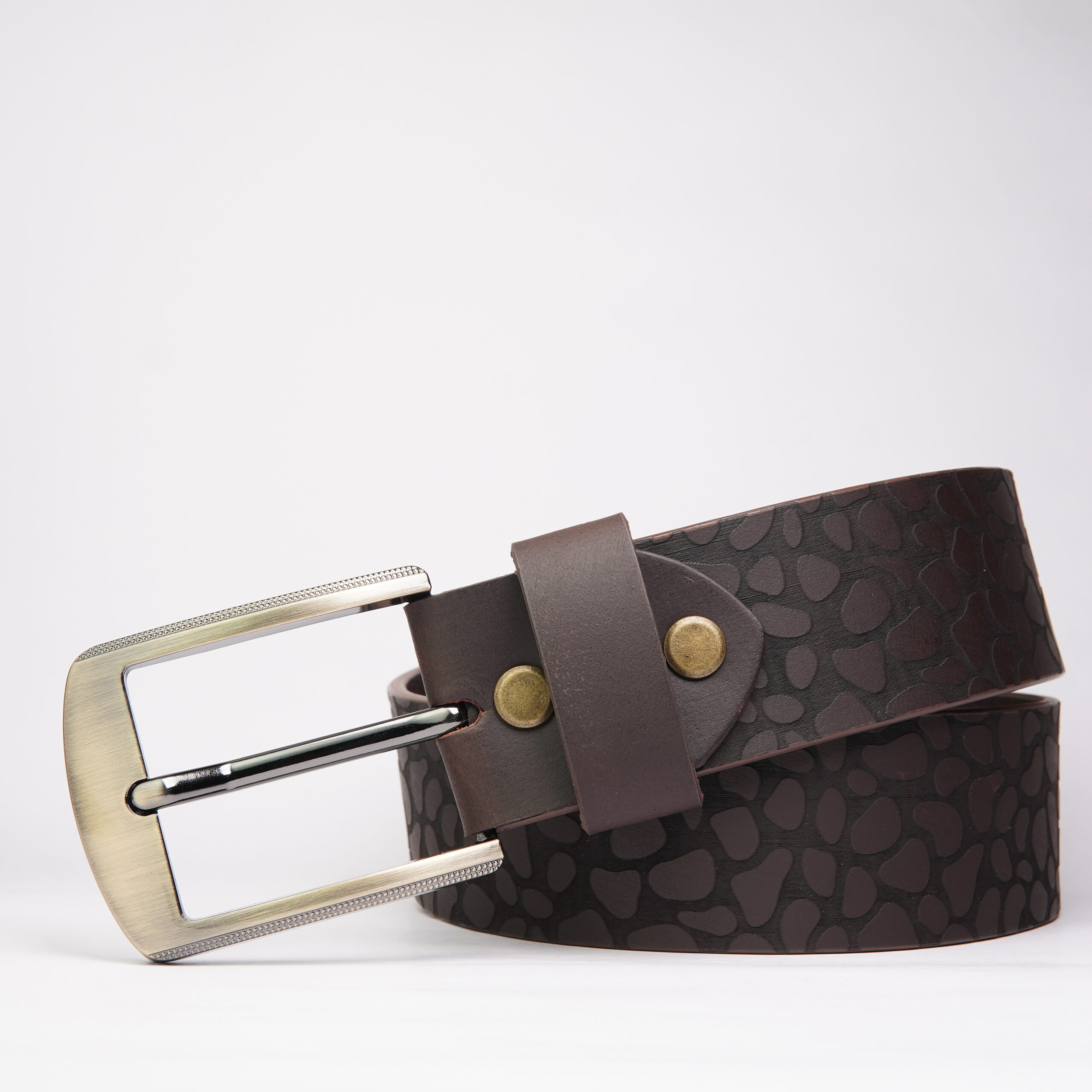 DSC03531 Urban Pebble Texture Belt Brown Genuine Leather Belt - Image 1